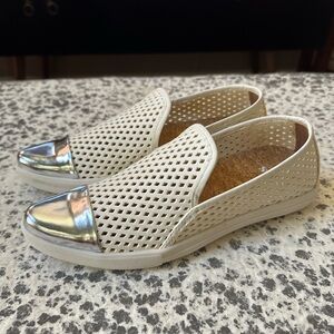 Stylish Women's White and Silver Slip-On Shoes